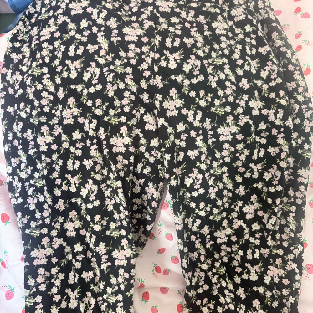Floral Black Leggings with pockets